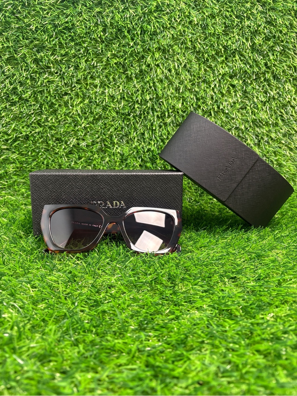 Prada Square Oversized Sunglasses Women Brown & Black Tortoiseshell